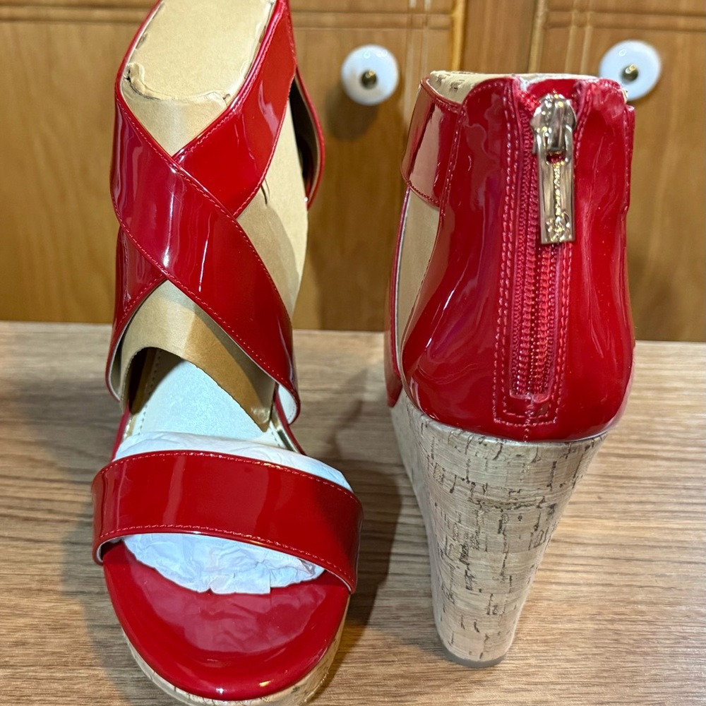 Jessica Simpson Glossy Red Wedge Sandals